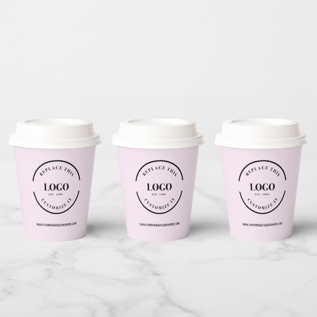 Einfaches Firmenlogo Modern beruflich Pink Pappbecher (Multi)