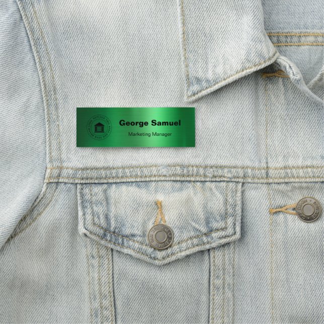 Einfaches Firmenlogo | Name | Bezeichnung Namensschild (Beispiel)