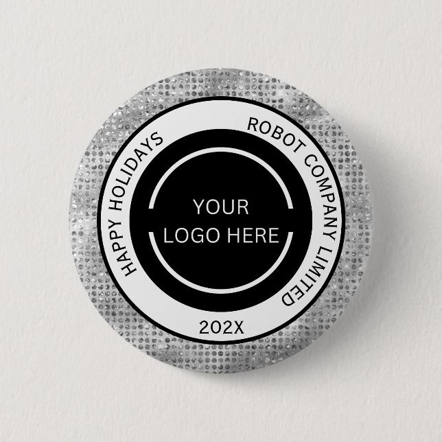 Einfaches Firmenlogo und Name Silber  Button (Vorderseite)