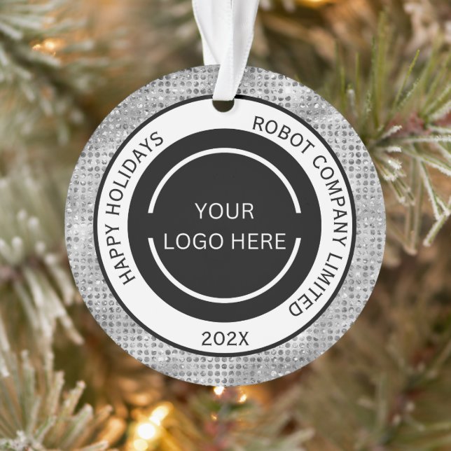 Einfaches Firmenlogo und Name Silver Ornament (Baum)