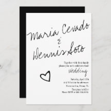 Einfaches Floating Heart Letting Script Wedding
