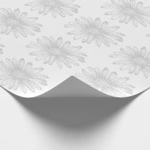 Einfaches florales Daisy Grey Line Art Wrapping Pa