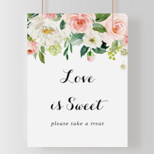 Einfaches Florales Grünes Blattwerk Liebe ist Süß Poster