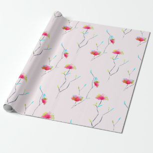 Einfaches florales, japanisch inspiriertes rosa ab geschenkpapier
