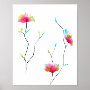 Einfaches florales japanisch inspiriertes rosa abs poster
