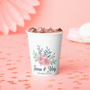 Einfaches florales minimalistisches Party-Themende Pappbecher