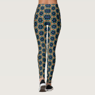Einfaches florales Muster in Blau und Gelb Leggings