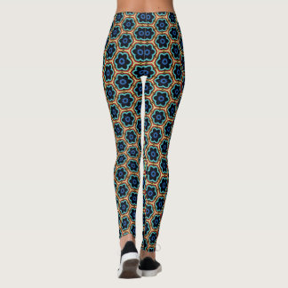 Einfaches florales Muster in Blau und Gelb Leggings