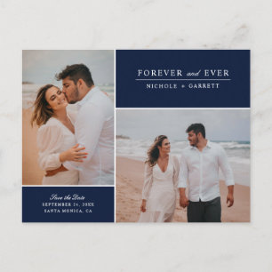Einfaches Forever Two Foto Save the Date Dunkelb Ankündigungspostkarte