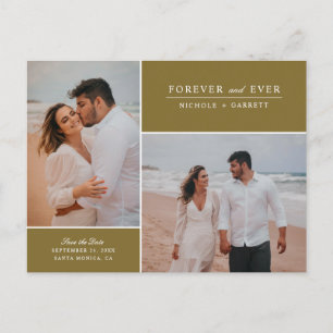Einfaches Forever Two Foto Save the Date Gold Ankündigungspostkarte