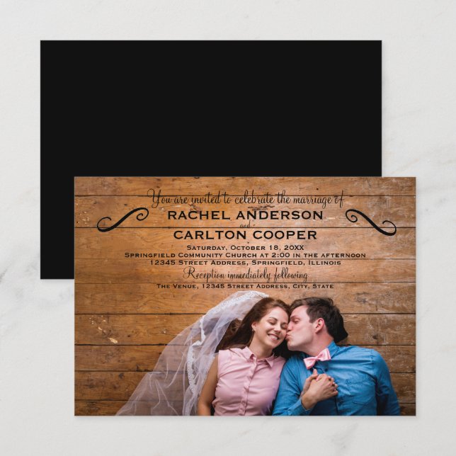 Einfaches Foto - 3x5 Einladung zur Hochzeit (Vorne/Hinten)