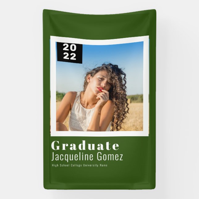 Einfaches Foto Abschluss 2022 Ankündigung Grün Banner (Vertikal)