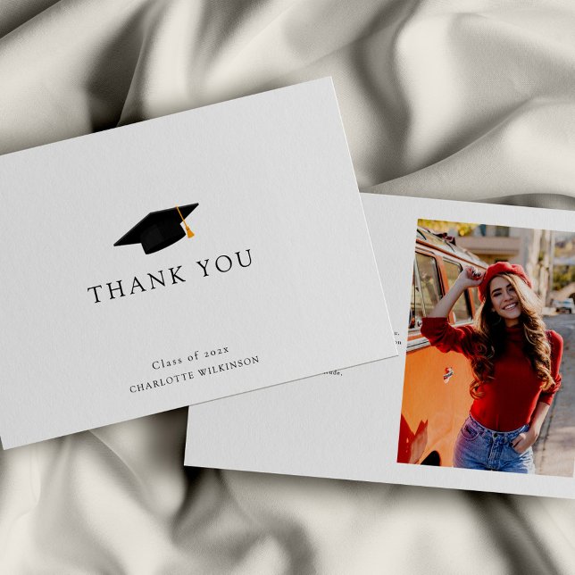 Einfaches Foto Abschluss 2025 Dankeskarte (Graduation 2025 Photo Thank You Card)