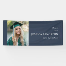 Einfaches Foto Abschluss Navy Blue Banner