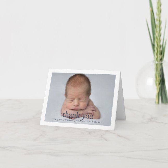 Einfaches Foto Baby Dusche Foto Dankeskarte (Vorderseite)