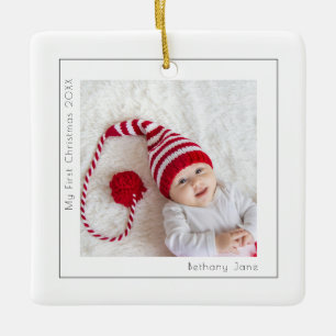 Einfaches Foto Baby First Christmas Keramikornament