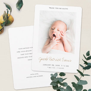 Einfaches Foto Baby Geschenk Dankeschön Karte