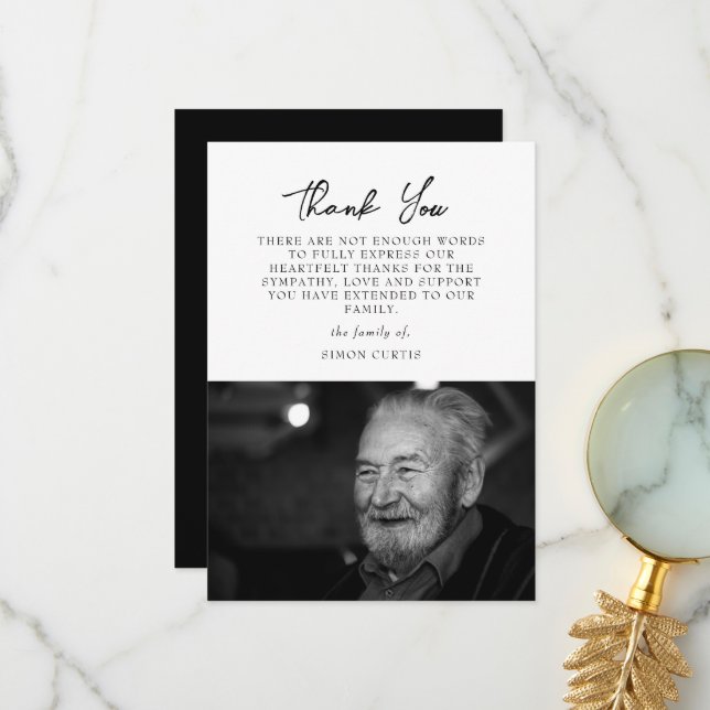 Einfaches Foto Beileid Kalligraphie Danke Karte (Vorderseite/Rückseite Beispiel)