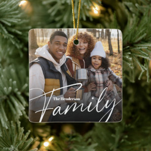Einfaches Foto benutzerdefinierter Familie Keramikornament