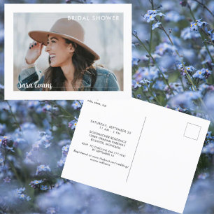Einfaches Foto Brautparty Weiße Einladung Postkarte