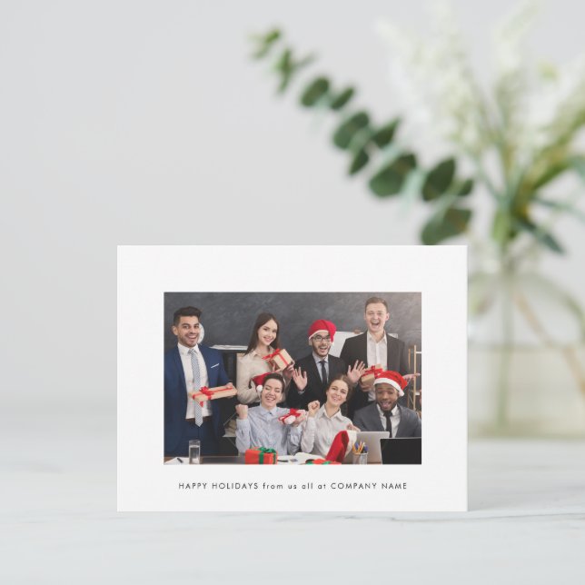 Einfaches Foto Business Happy Holidays Postkarte (Stehend Vorderseite)