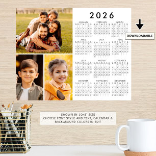 Einfaches Foto Collage Poster 2026 Kalender 3