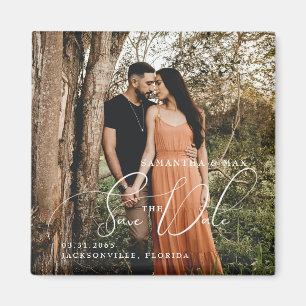 Einfaches Foto Elegant Save the Date Magnet