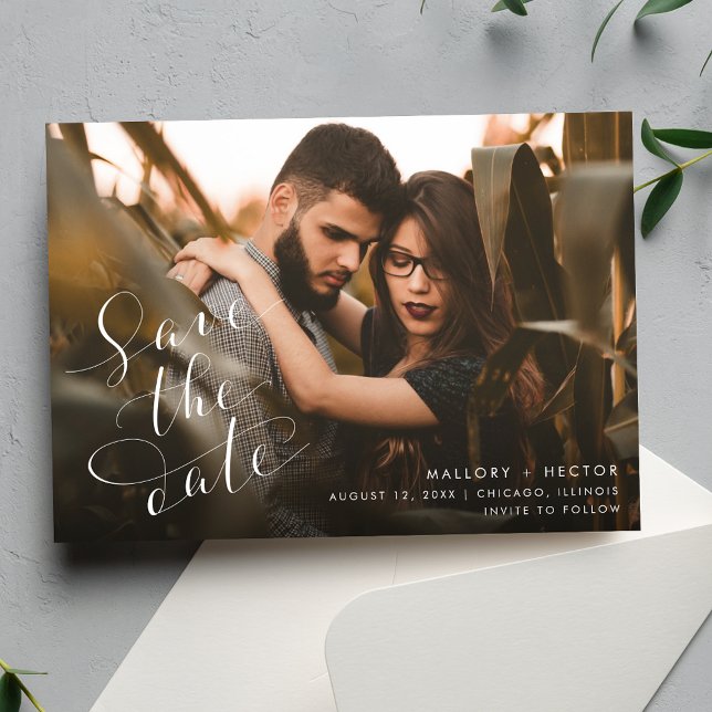 Einfaches Foto Elegante Hochzeit Save The Date (Simple Photo Elegant Wedding Save The Date)