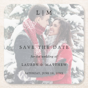Einfaches Foto Elegante Hochzeit Save the Date Rechteckiger Pappuntersetzer