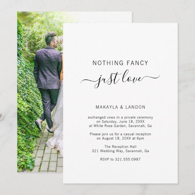 Einfaches Foto Elegante Moderne Hochzeitsempfehlun Einladung (Vorne/Hinten)