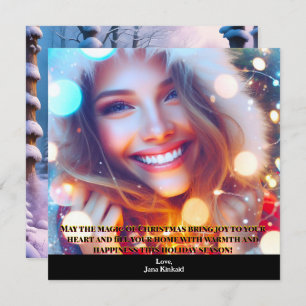 Einfaches Foto Elegante Weihnachtskarte Einladung