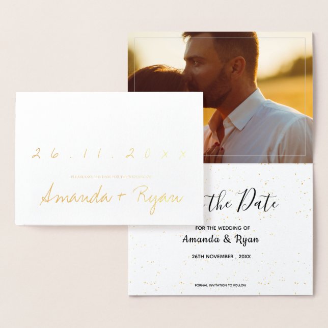 Einfaches Foto für die Hochzeit von Gold Foil spei Folienkarte (Anzeige)