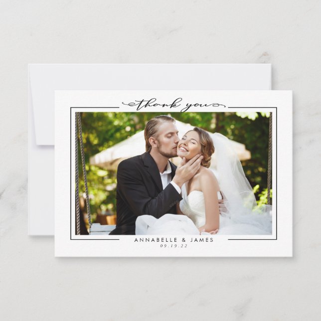 Einfaches Foto für Hochzeiten Dankeskarte (Vorderseite)