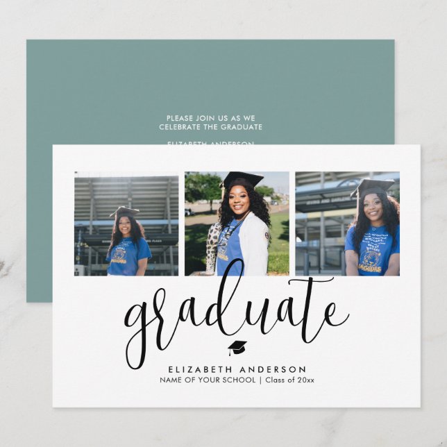 Einfaches Foto für Minimalistische Graduate Abschl Einladung (Vorne/Hinten)