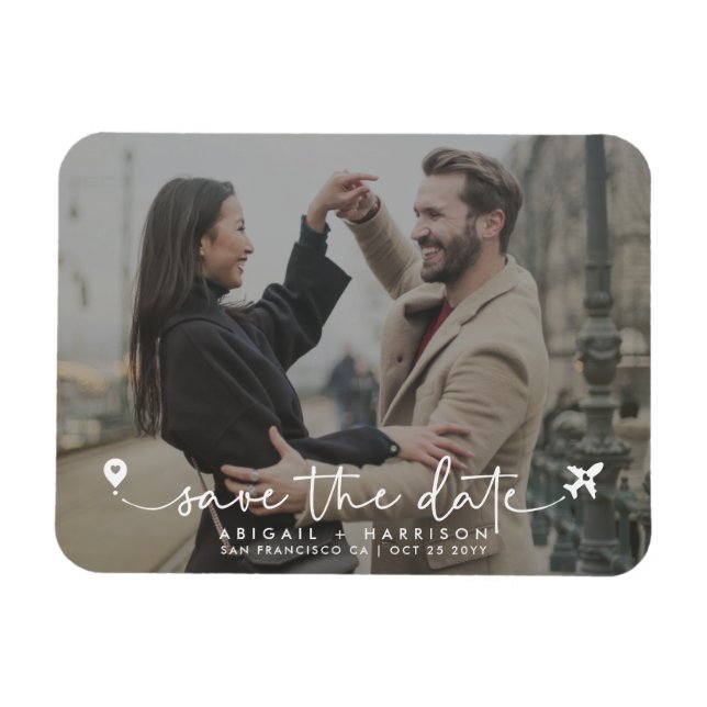 Einfaches Foto für moderne Hochzeit in Urlaubsort Magnet (Horizontal)
