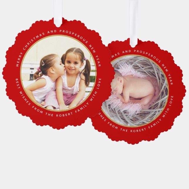 Einfaches Foto für Weihnachten Ornament Karte (Vorderseite/Rückseite)