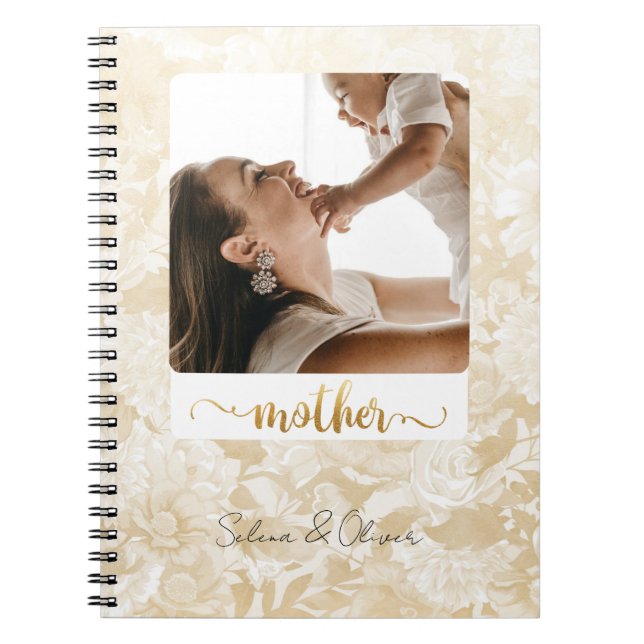 Einfaches Foto Gold Glitzer Script Mommy Tagebuch (Vorderseite)