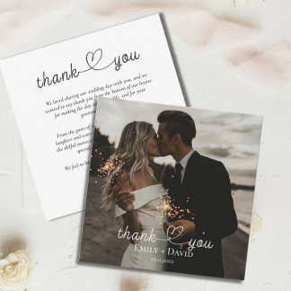 Einfaches Foto handgeschriebene Hochzeit Danke Mitteilungskarte