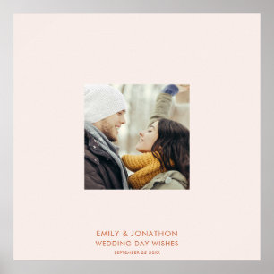 Einfaches Foto Hochzeit Creme Signatur Poster