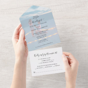 Einfaches Foto Hochzeit RSVP All In One Einladung
