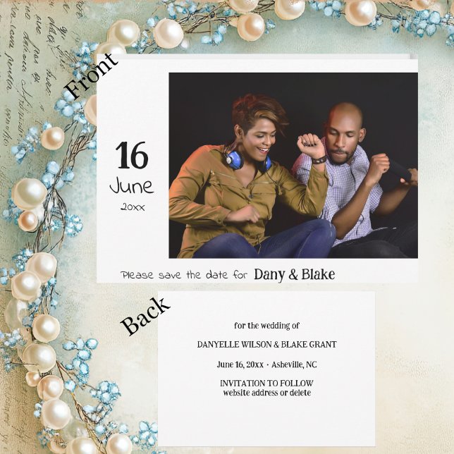 Einfaches Foto Hochzeit speichern Sie das Datum Save The Date (Von Creator hochgeladen)