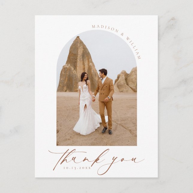 Einfaches Foto Hochzeit Vielen Dank Postkarte (Vorderseite)