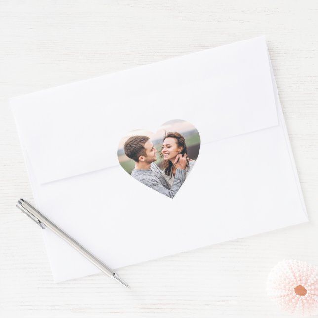 Einfaches Foto-Hochzeitlabel, Fotografie Herz-Aufkleber (Umschlag)