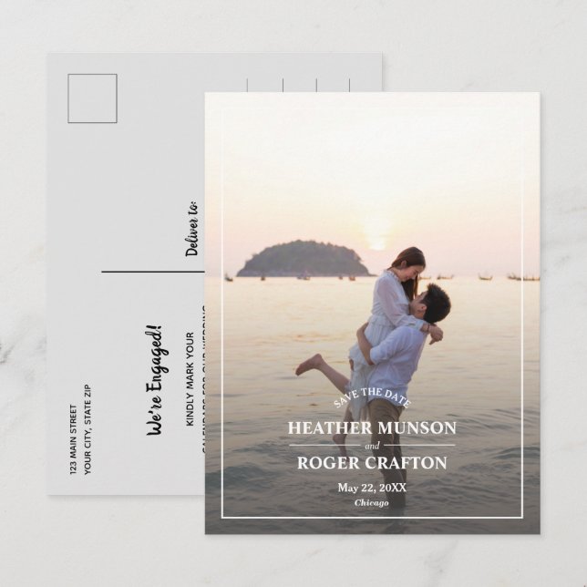 Einfaches Foto Hochzeitssache speichern Sie das Da Ankündigungspostkarte (Vorne/Hinten)
