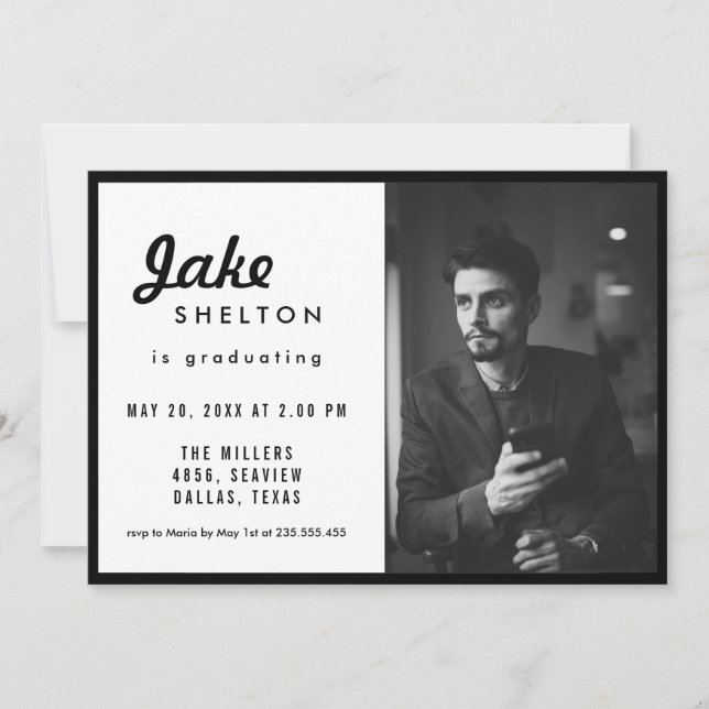 Einfaches Foto Lässiger Abschluss Einladung (Vorderseite)