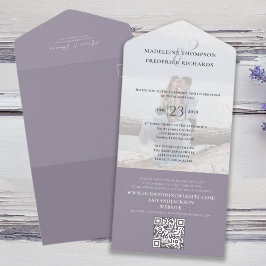 Einfaches Foto Minimalistisch Wisteria QR Code UAW All In One Einladung