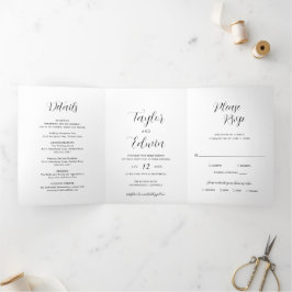 Einfaches Foto Moderne Hochzeit Dreifach Gefaltete Einladung