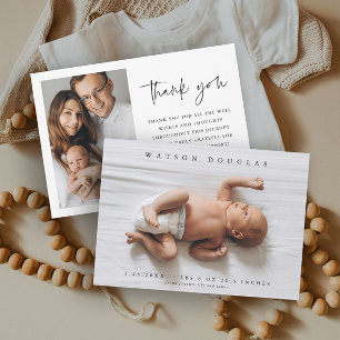 Einfaches Foto Neugeborenes Baby Foto Birth Dankeskarte
