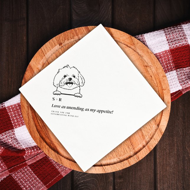 Einfaches Foto Niedlich Spaß Hunde Hochzeit Serviette (Von Creator hochgeladen)