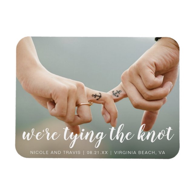 Einfaches Foto Niedliche Nautische Hochzeit Sicher Magnet (Horizontal)